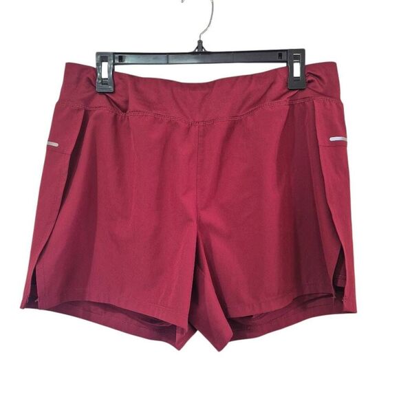 Avia Women's Burgundy Poly/Spandex Split Leg Running Shorts - Picture 1 of 6